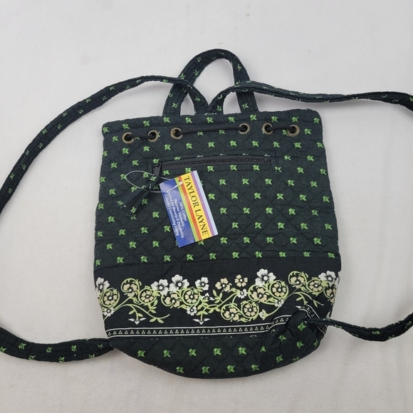 NWT Taylor Layne quilted black and green backpack - Picture 4 of 6